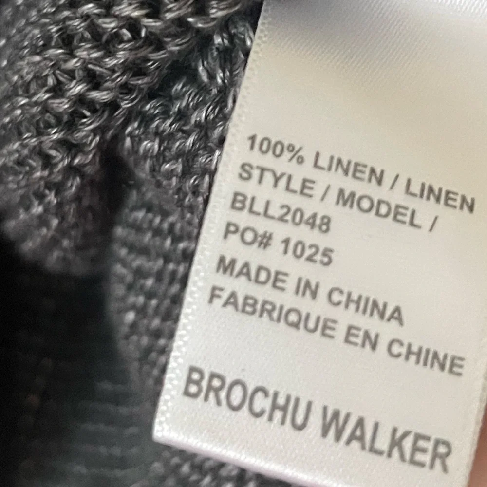 Brochu Walker Linen Mead Draped Knit Sleeve Pullover Sweater XS Dark Gray